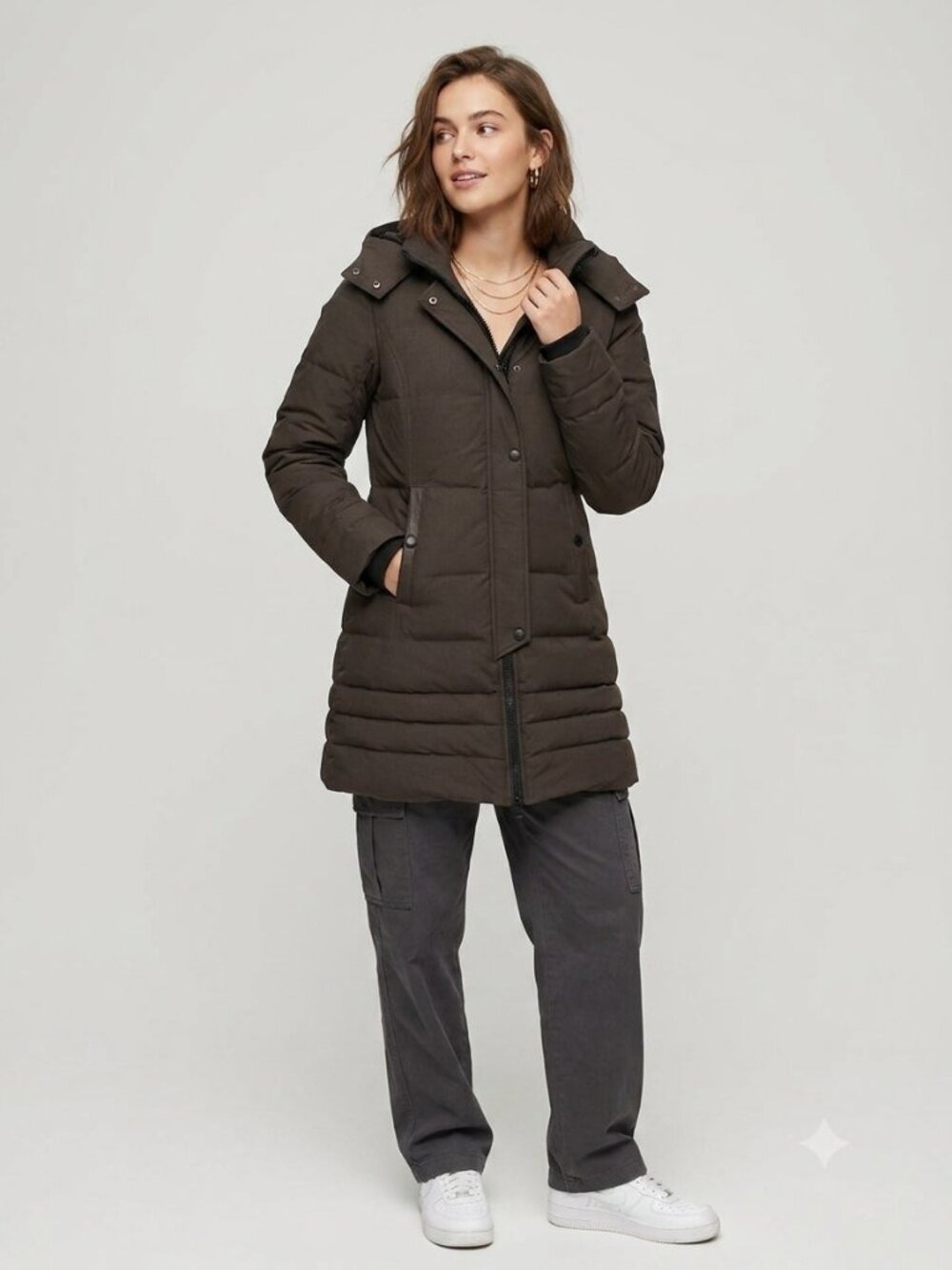 Soia & Kyo Olive Down Puffer Coat XXS Chic Winter City Coat 0453